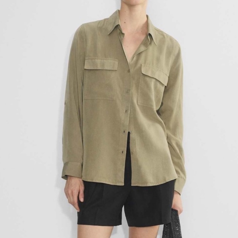 Babaton Utility Shirt Button Down Blouse Sz S